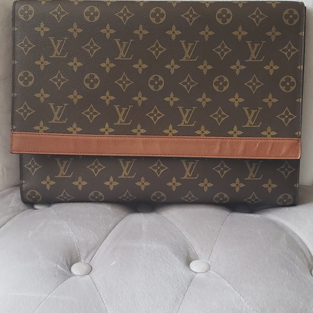 Authentic Louis Vuitton Portfolio Porte Monogram Folder Documents Clutch